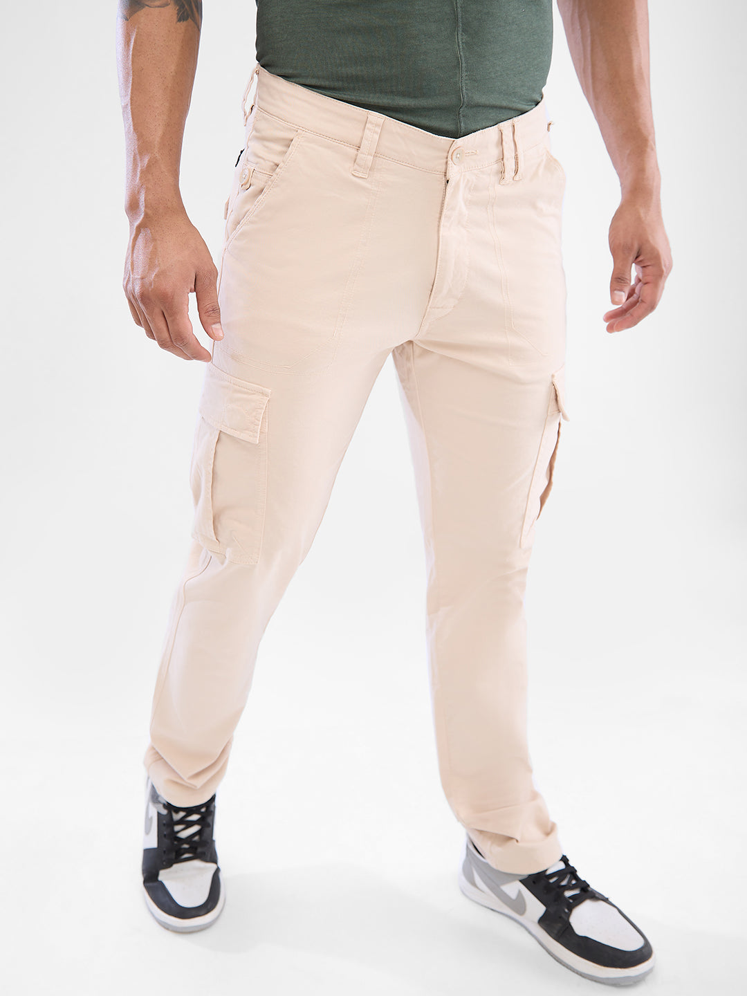 Spykar Regular Fit Mid Rise Cargo Trousers