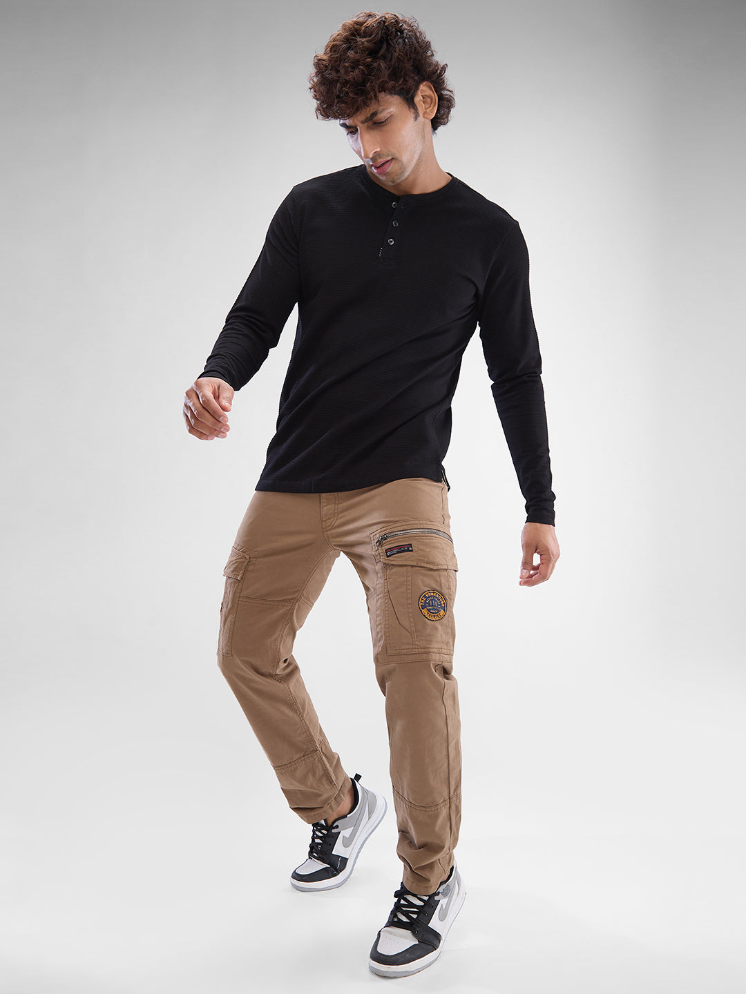 Men Trouser Cargo Fit Mid Rise