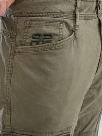 Men Cargo Olive Green Mid Rise