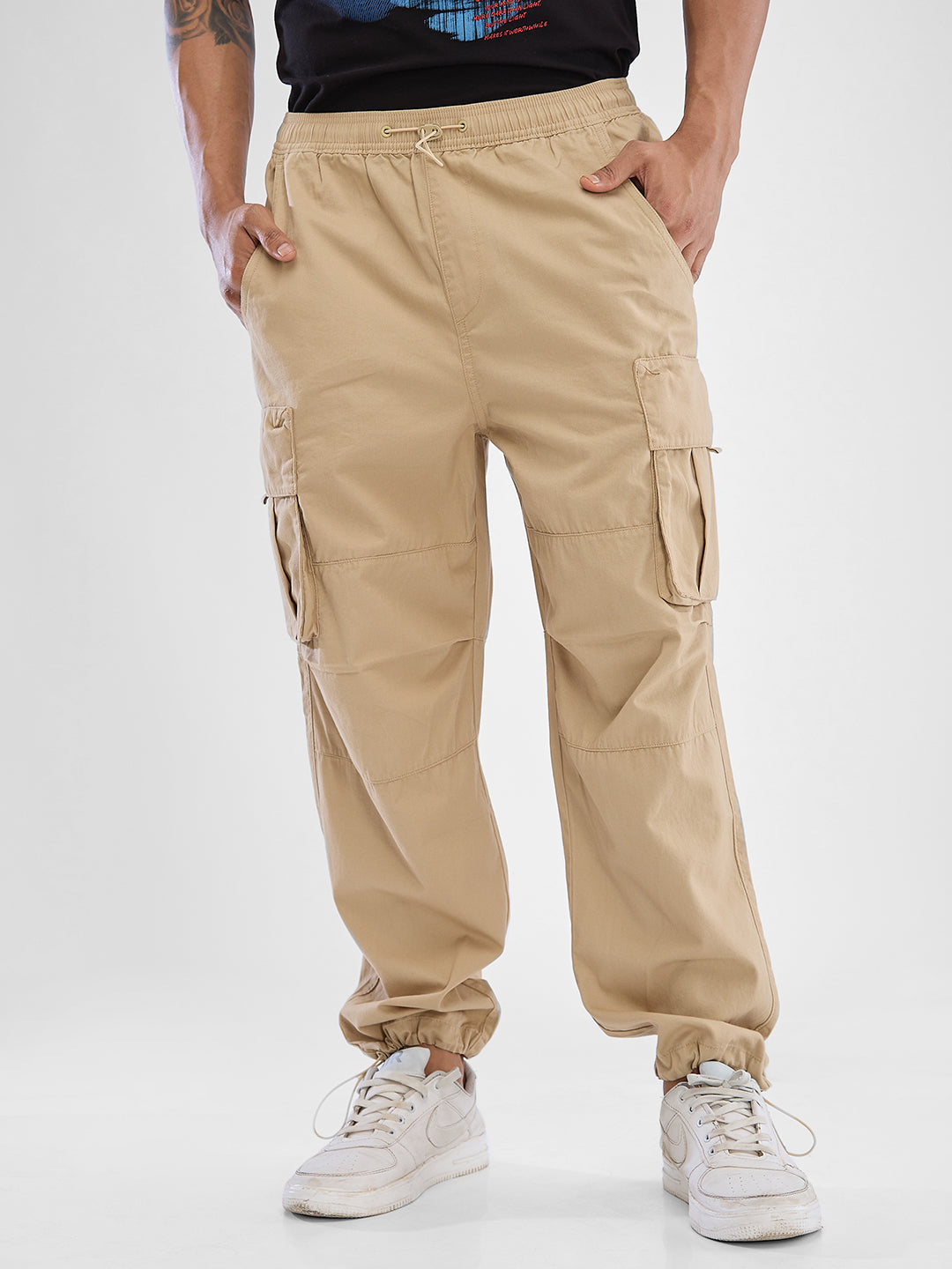 Spykar Men Regular-Fit Mid-Rise Cargos Trouser