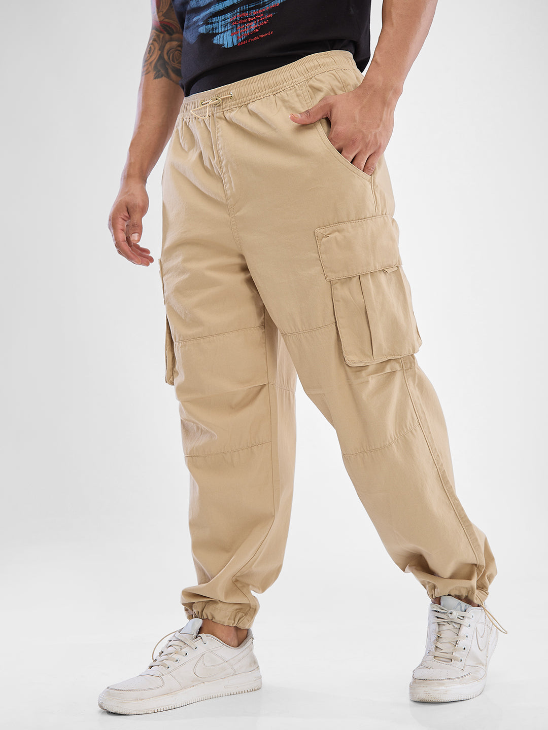 Spykar Men Regular-Fit Mid-Rise Cargos Trouser