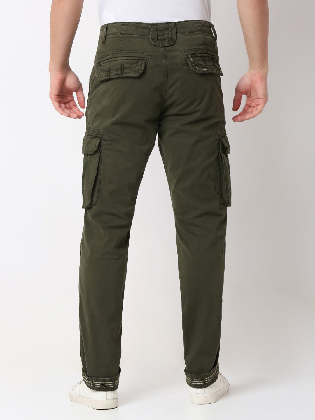 Spykar Rifle Green Mid Rise Trouser For Men