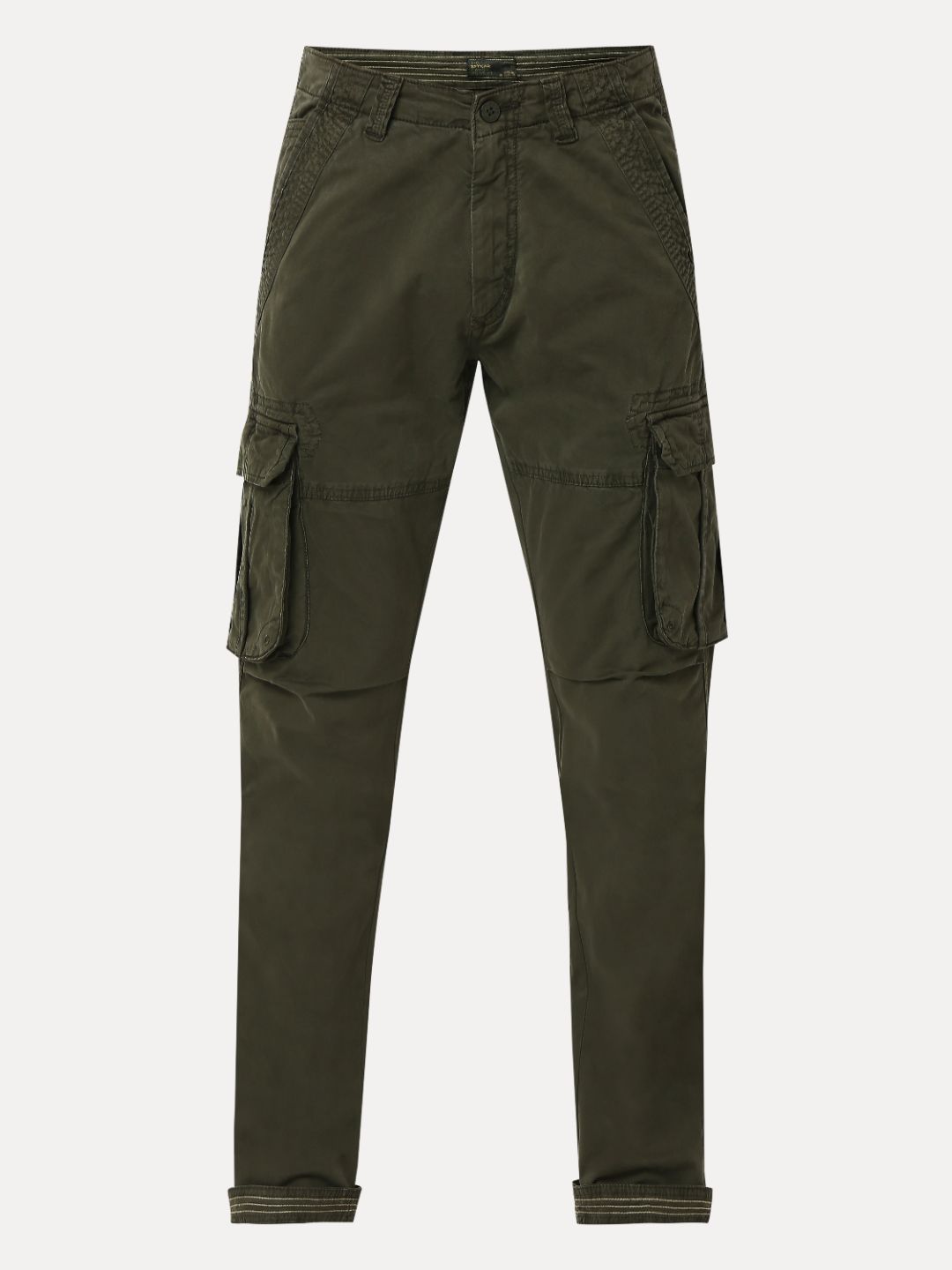 Spykar Rifle Green Mid Rise Trouser For Men