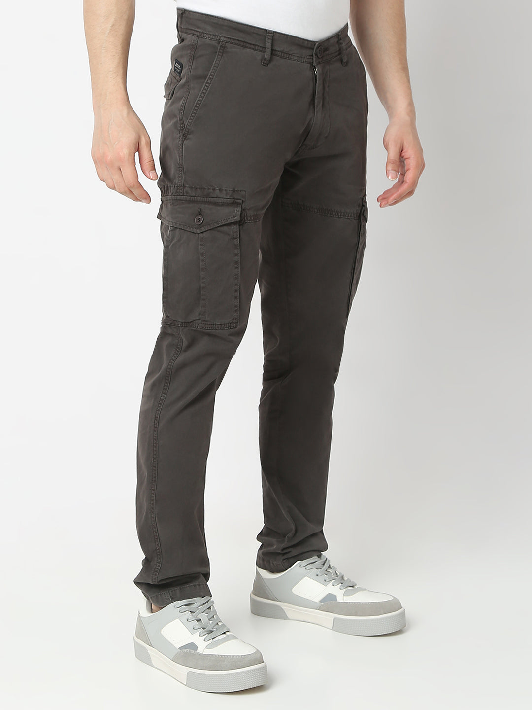 Spykar Charcoal Grey Front Pocket Trouser For Men