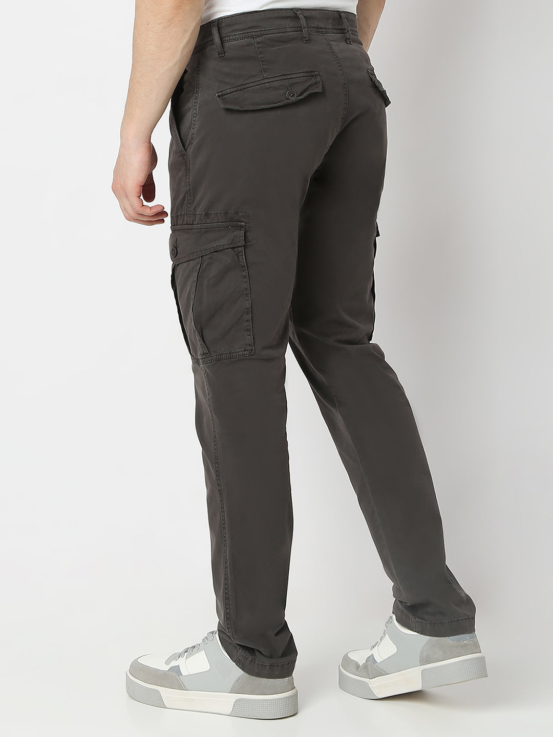 Spykar Charcoal Grey Front Pocket Trouser For Men