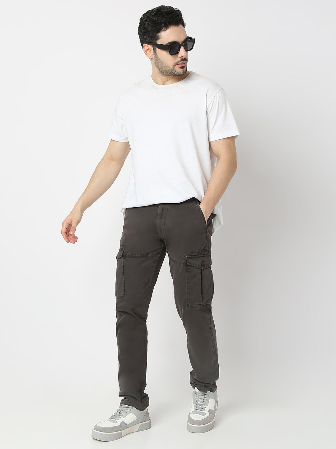 Spykar Charcoal Grey Front Pocket Trouser For Men