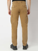 Men Trouser Cargo Fit Khaki Mid Rise