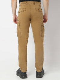Men Trouser Cargo Fit Khaki Mid Rise