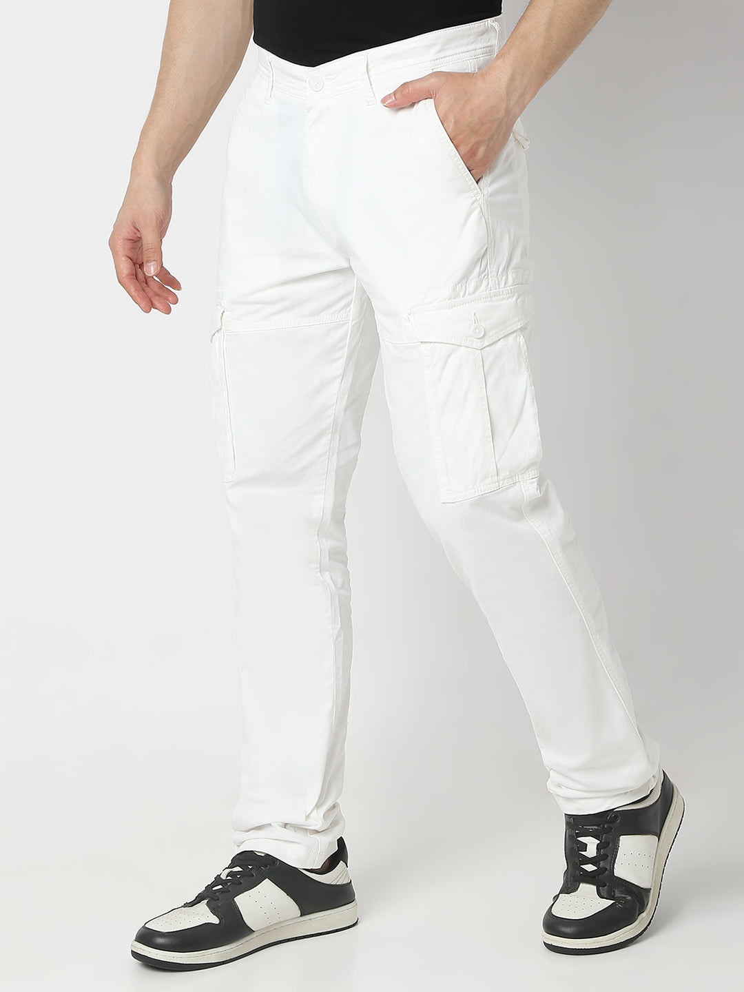 Spykar White Front Pocket Trouser For Men