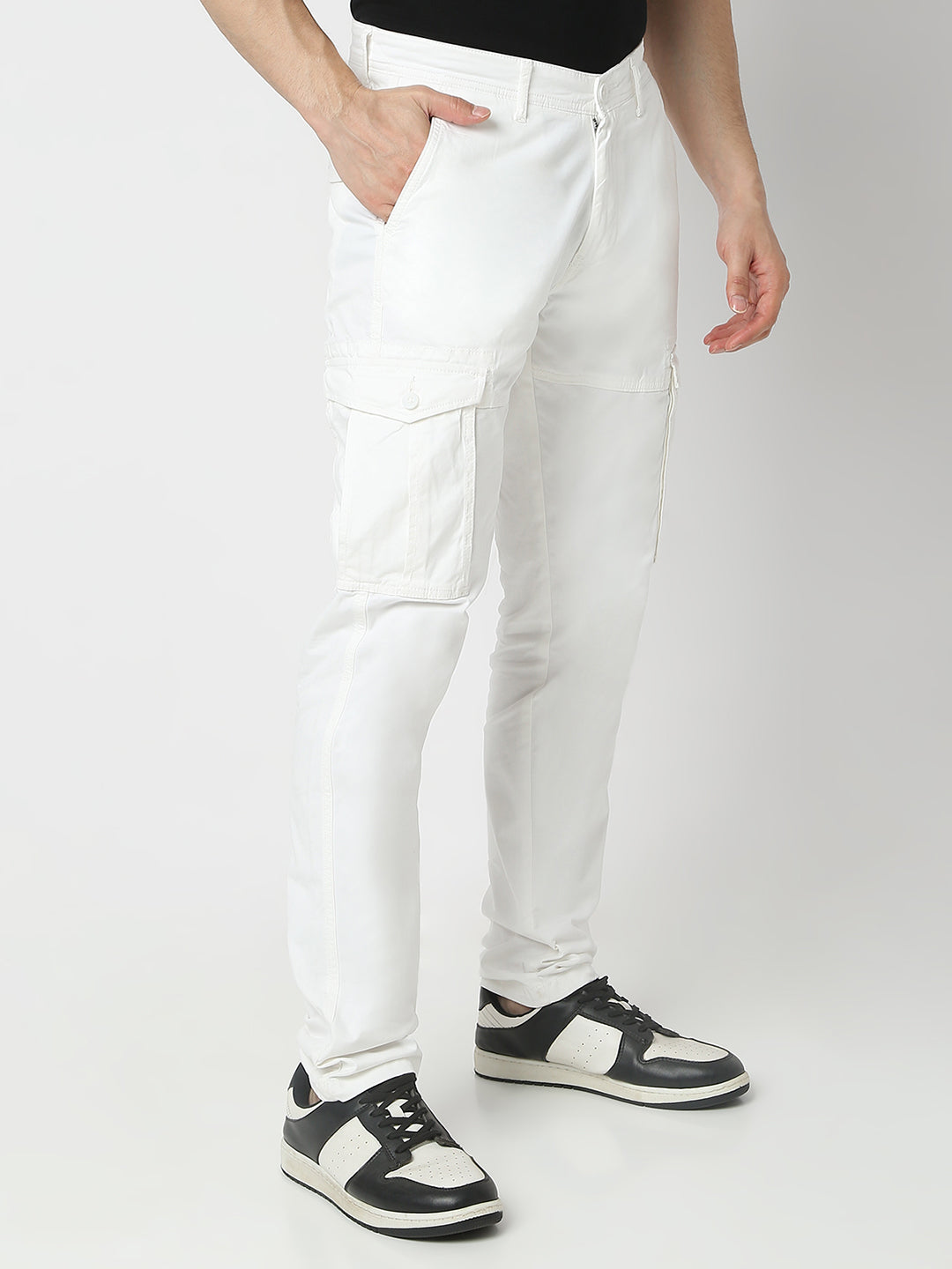 Spykar White Front Pocket Trouser For Men