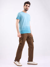 Men Trouser Relaxed Fit Brown Mid Rise