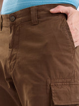 Men Trouser Relaxed Fit Brown Mid Rise
