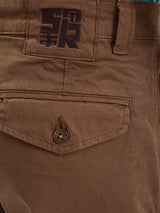 Men Trouser Relaxed Fit Brown Mid Rise