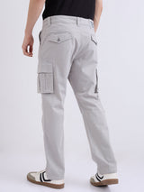 Men Trouser Relaxed Fit Grey Mid Rise