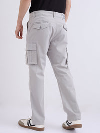 Men Trouser Relaxed Fit Grey Mid Rise