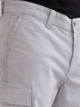 Men Trouser Relaxed Fit Grey Mid Rise