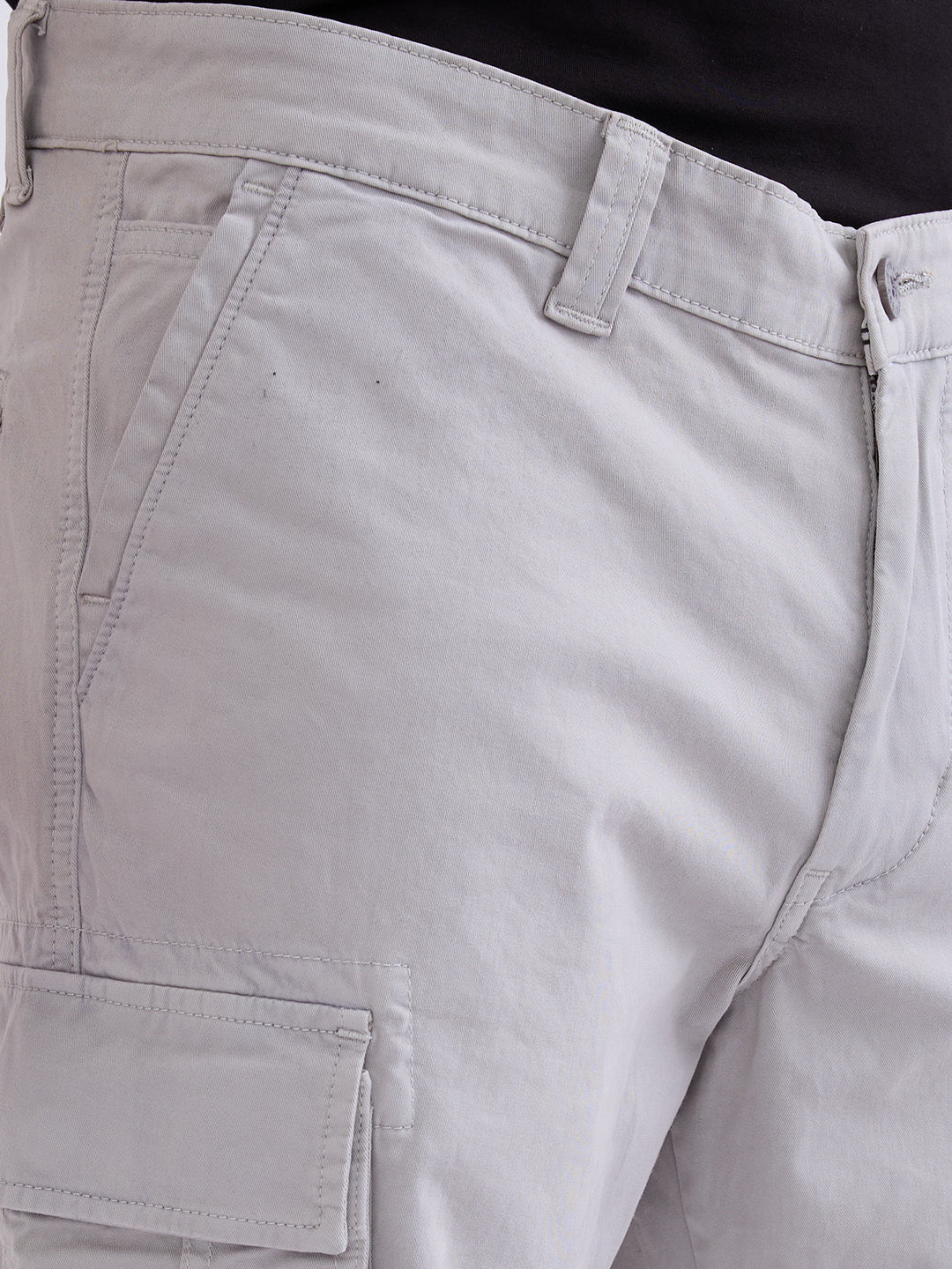 Men Trouser Relaxed Fit Grey Mid Rise
