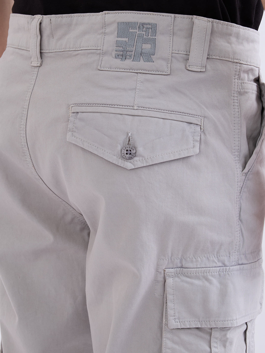 Men Trouser Relaxed Fit Grey Mid Rise