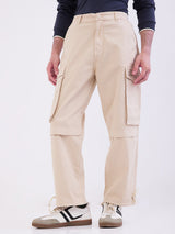 Men Trouser Beige Mid Rise