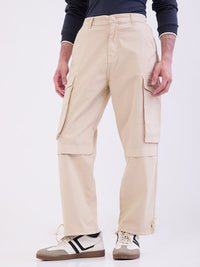 Men Trouser Beige Mid Rise