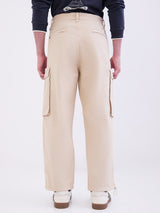 Men Trouser Beige Mid Rise