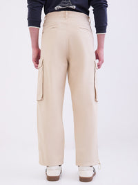 Men Trouser Beige Mid Rise