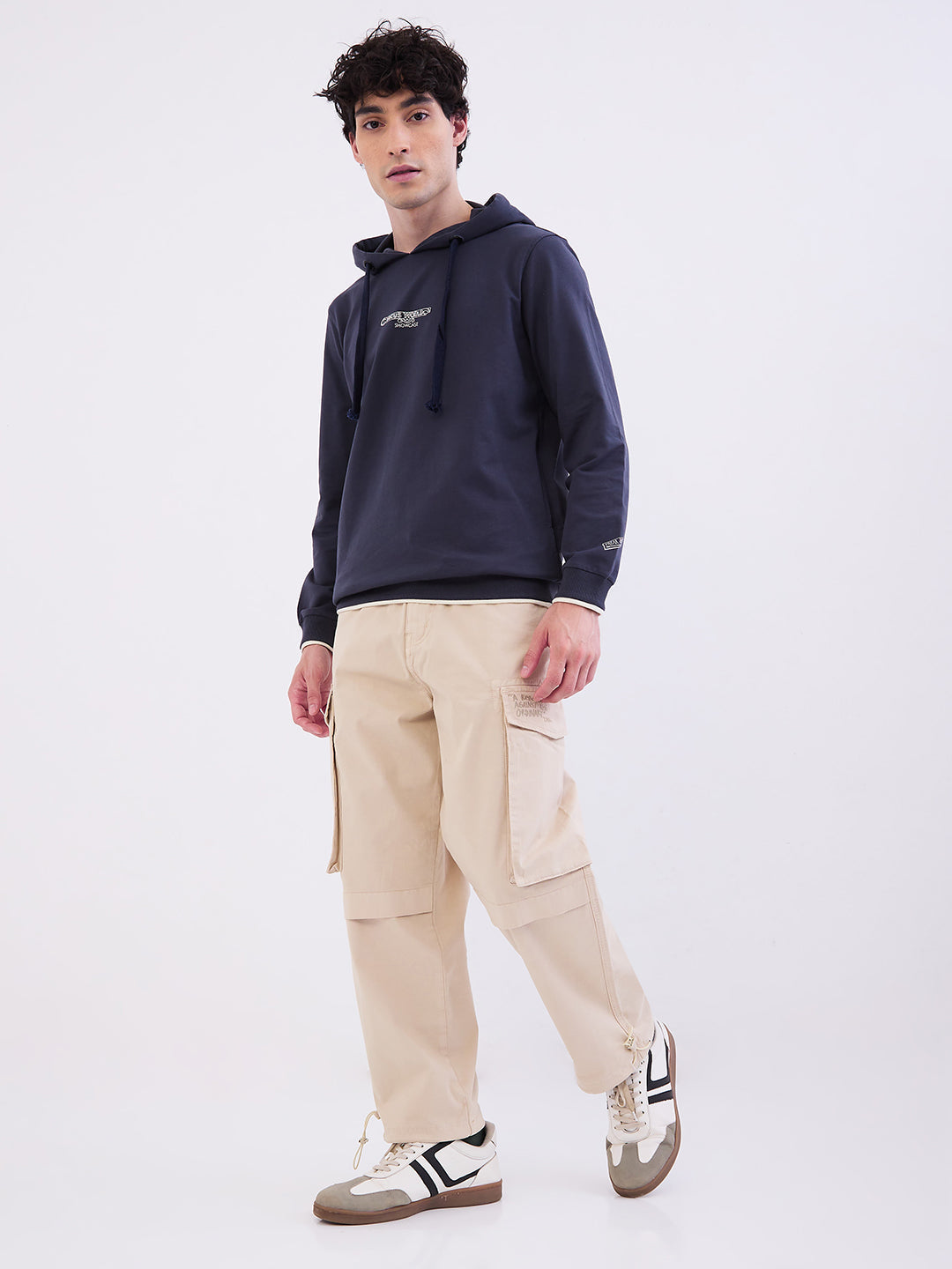 Men Trouser Beige Mid Rise