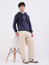 Men Trouser Beige Mid Rise