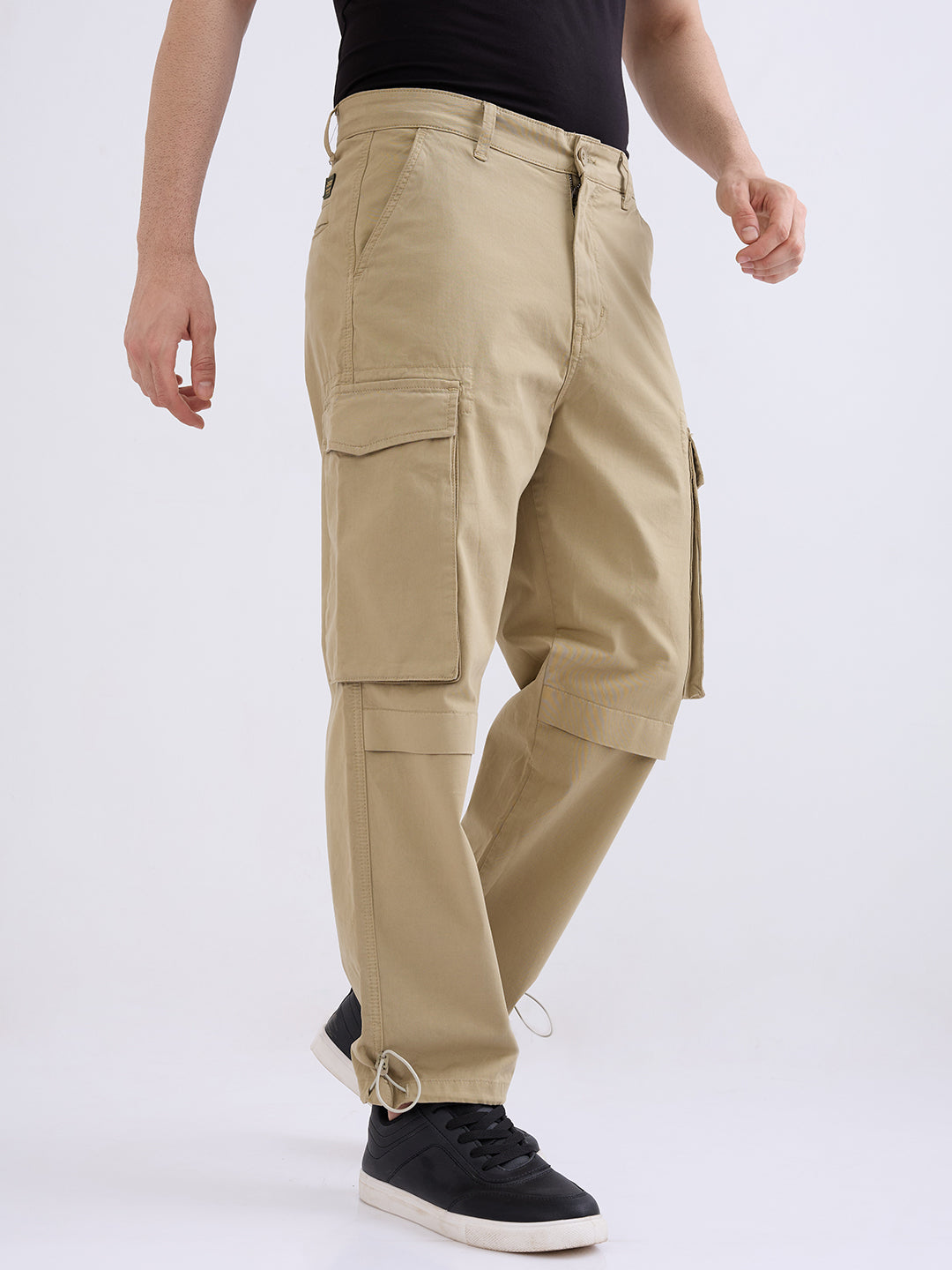 Spykar Lint Green Mid Rise Casual Trouser For Men