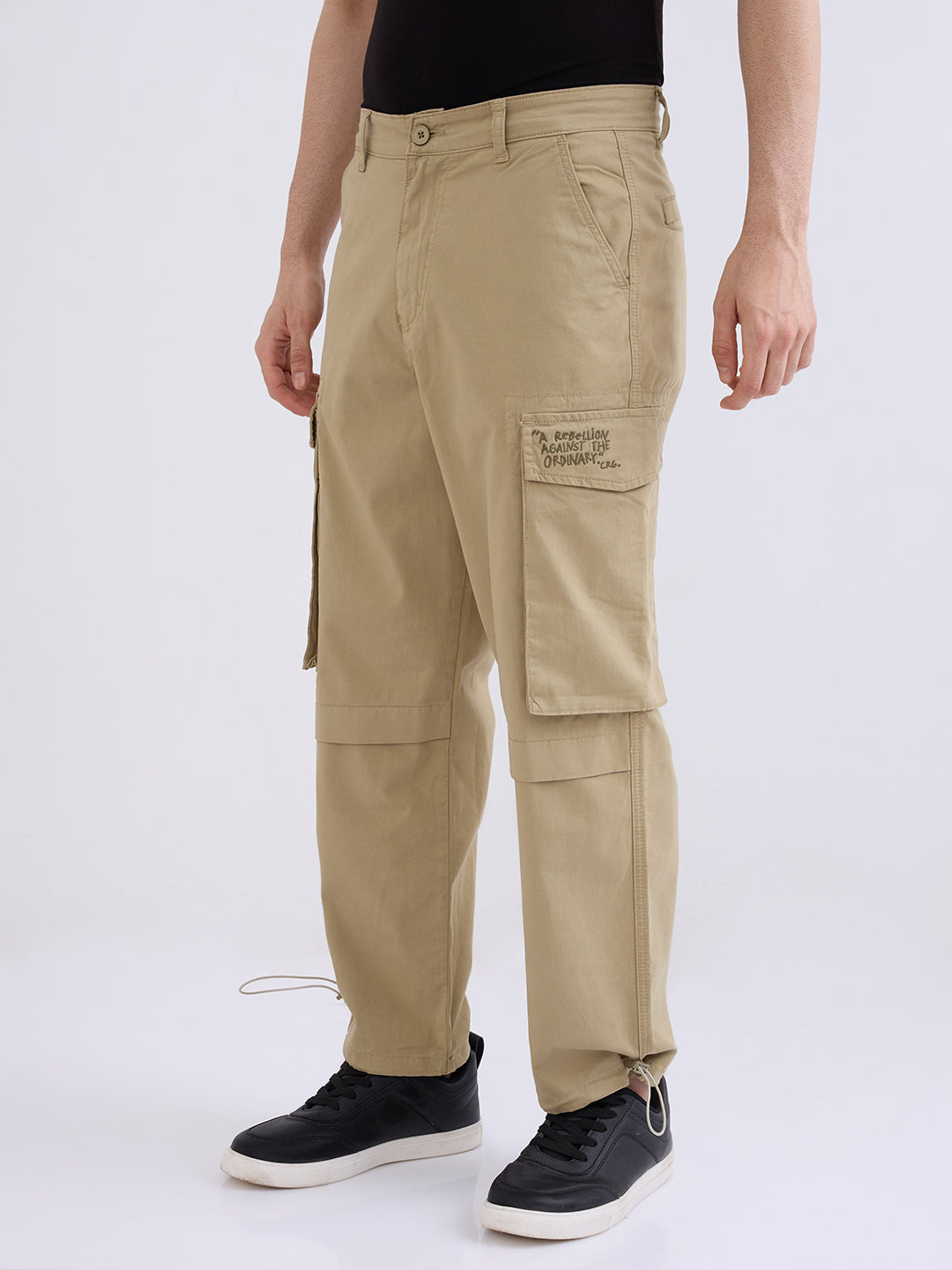 Spykar Lint Green Mid Rise Casual Trouser For Men