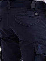 Men Trouser Cargo Fit Navy Blue Mid Rise
