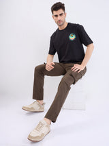 Men Trouser Cargo Fit Olive Green Mid Rise