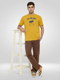 Men Trouser Cargo Fit Brown Mid Rise