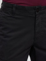 Men Trouser Cargo Fit Jet Black Mid Rise