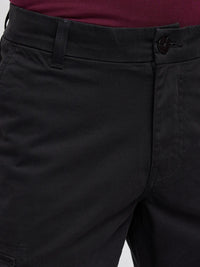 Men Trouser Cargo Fit Jet Black Mid Rise