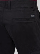 Men Trouser Cargo Fit Jet Black Mid Rise