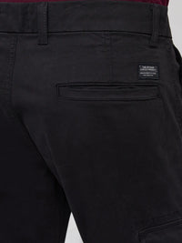 Men Trouser Cargo Fit Jet Black Mid Rise