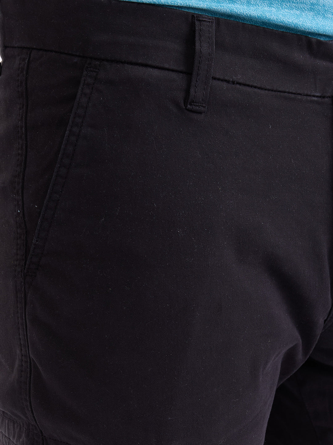 Spykar Jet Black Mid Rise Cargo Fit Casual Trouser For Men