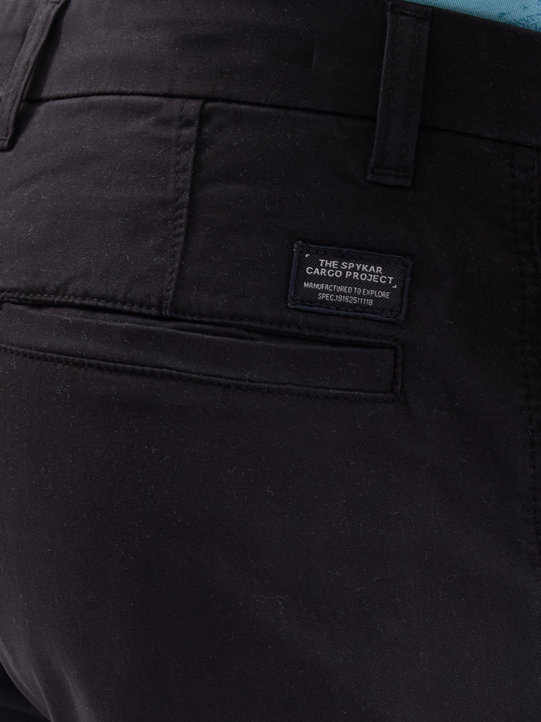 Spykar Jet Black Mid Rise Cargo Fit Casual Trouser For Men