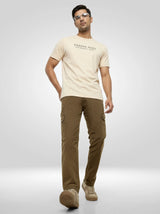 Men Trouser Cargo Fit Green Mid Rise