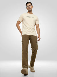Men Trouser Cargo Fit Green Mid Rise