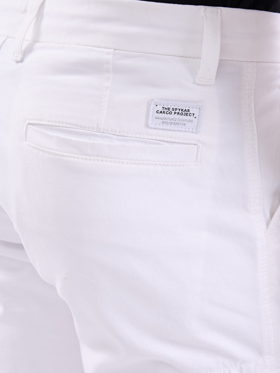 Spykar White Mid Rise Cargo Fit Casual Trouser For Men