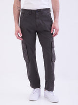 Men Trouser Relaxed Fit Grey Mid Rise