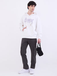 Men Trouser Relaxed Fit Grey Mid Rise