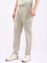 Men Trouser Straight Fit Green Mid Rise