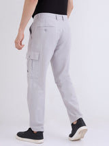 Men Trouser Straight Fit Grey Mid Rise
