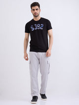 Men Trouser Straight Fit Grey Mid Rise