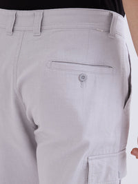 Men Trouser Straight Fit Grey Mid Rise