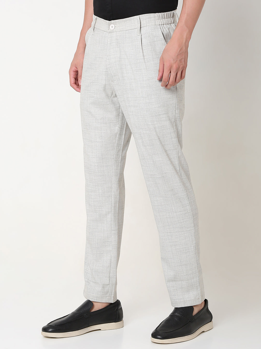 Spykar Grey Slim Fit Polyester Trouser For Men