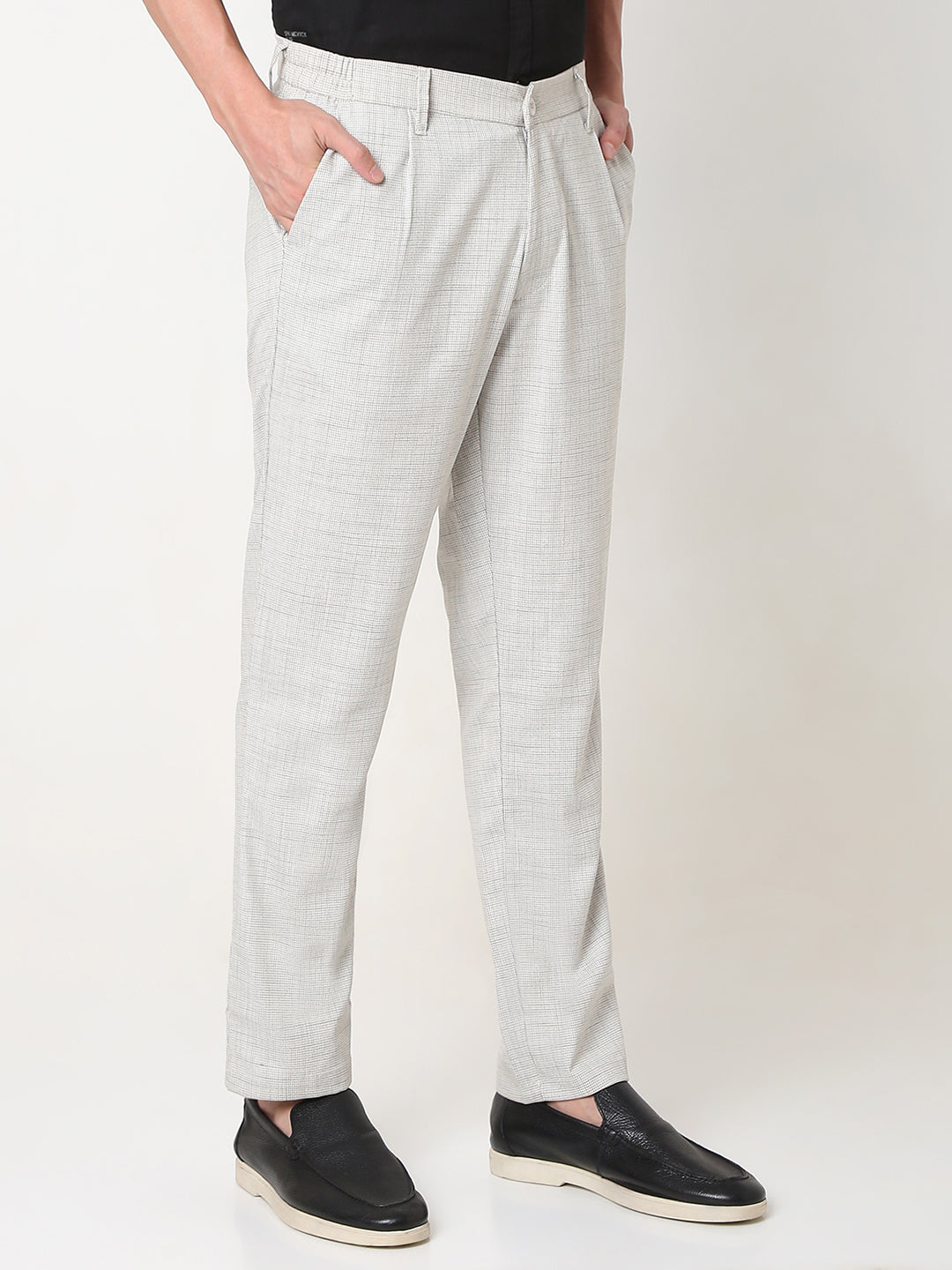 Spykar Grey Slim Fit Polyester Trouser For Men